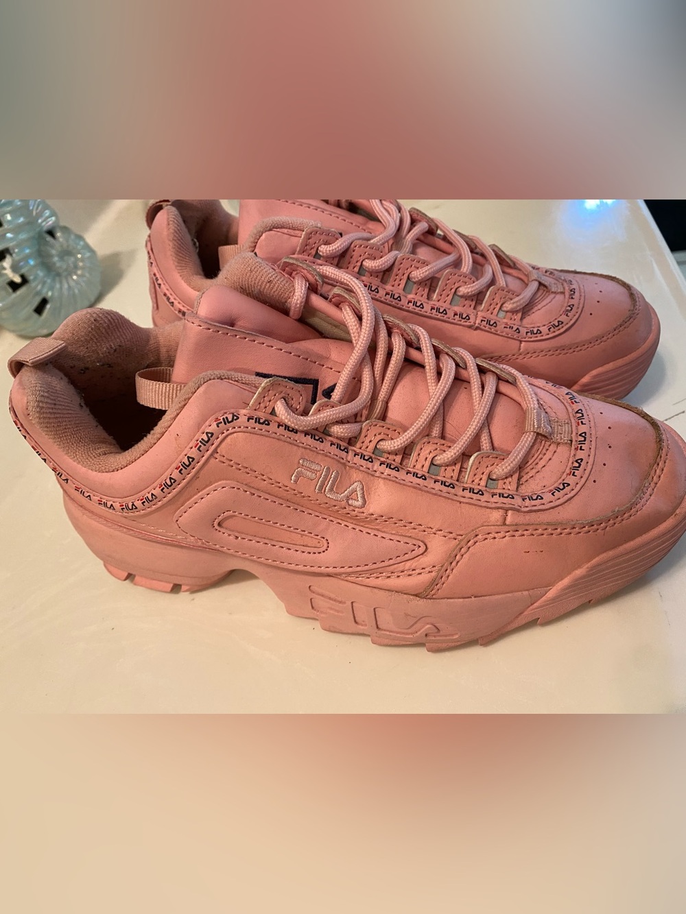 FILA Disruptor 2 II Premium Repeat Pink Chunky Sneakers Shoes Women’s Size 9